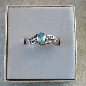 Blue Topaz and Diamond Ring